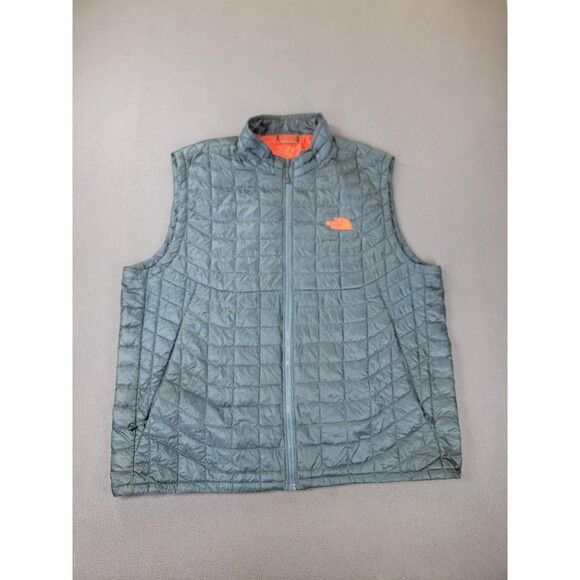 The North Face Vest Mens 2XL Gray Orange Quilted Insulated Lightweight Puffer - Picture 1 of 12